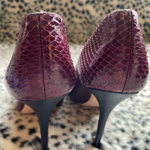 Malone Souliers Gigi Elaphe Ankle Boots Burgundy Leather Snakeskin Print IT 39.5 - Picture 4 of 11